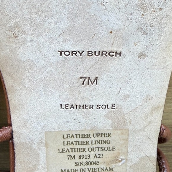 Tory Burch Capri Fish Sandals Womens 7 M Goat Leather Light Pecan - Picture 10 of 10